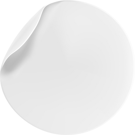 White Round Sticker with Peeling Corner Cutout